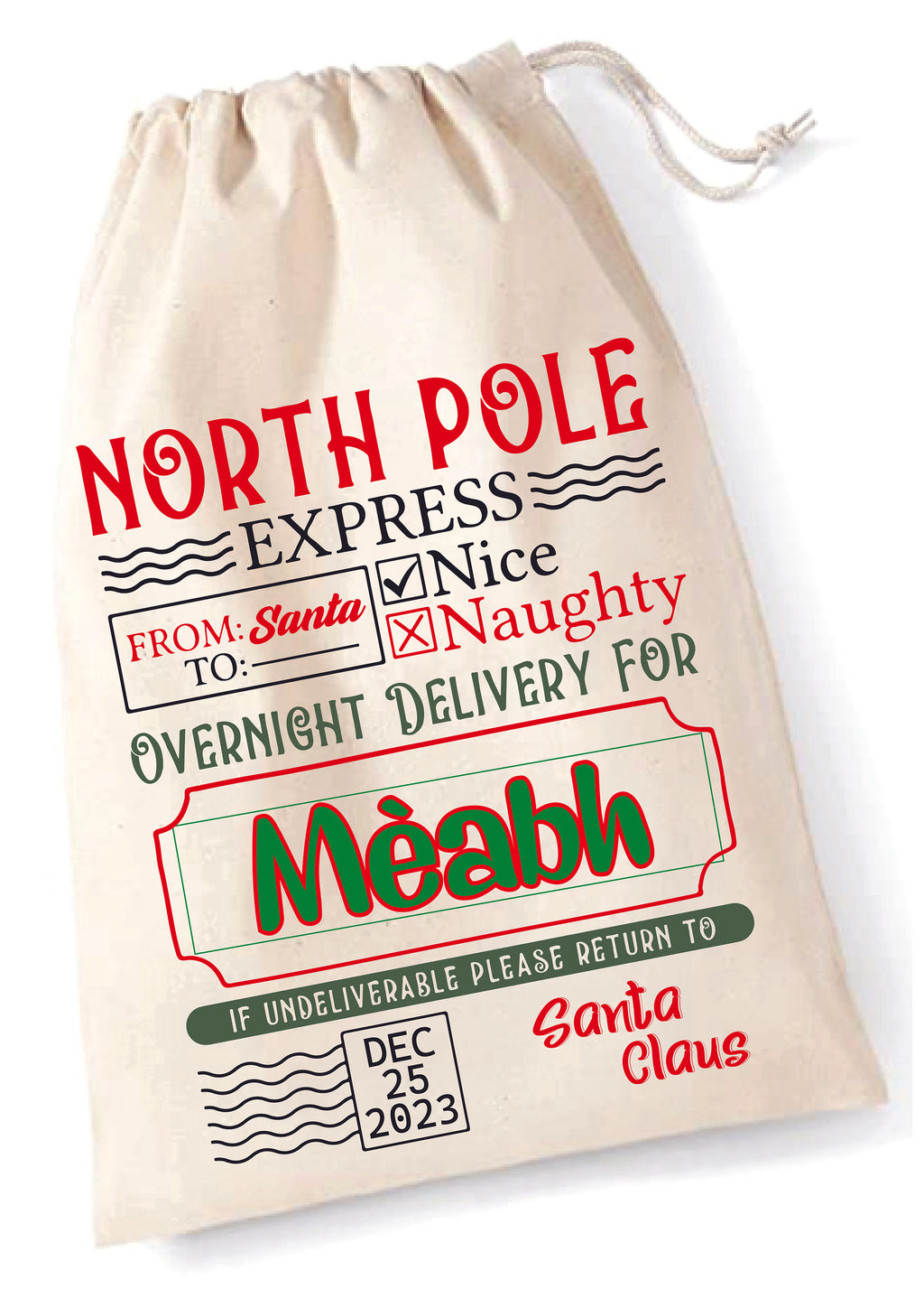 Personalised Christmas Eve Goodie Bags