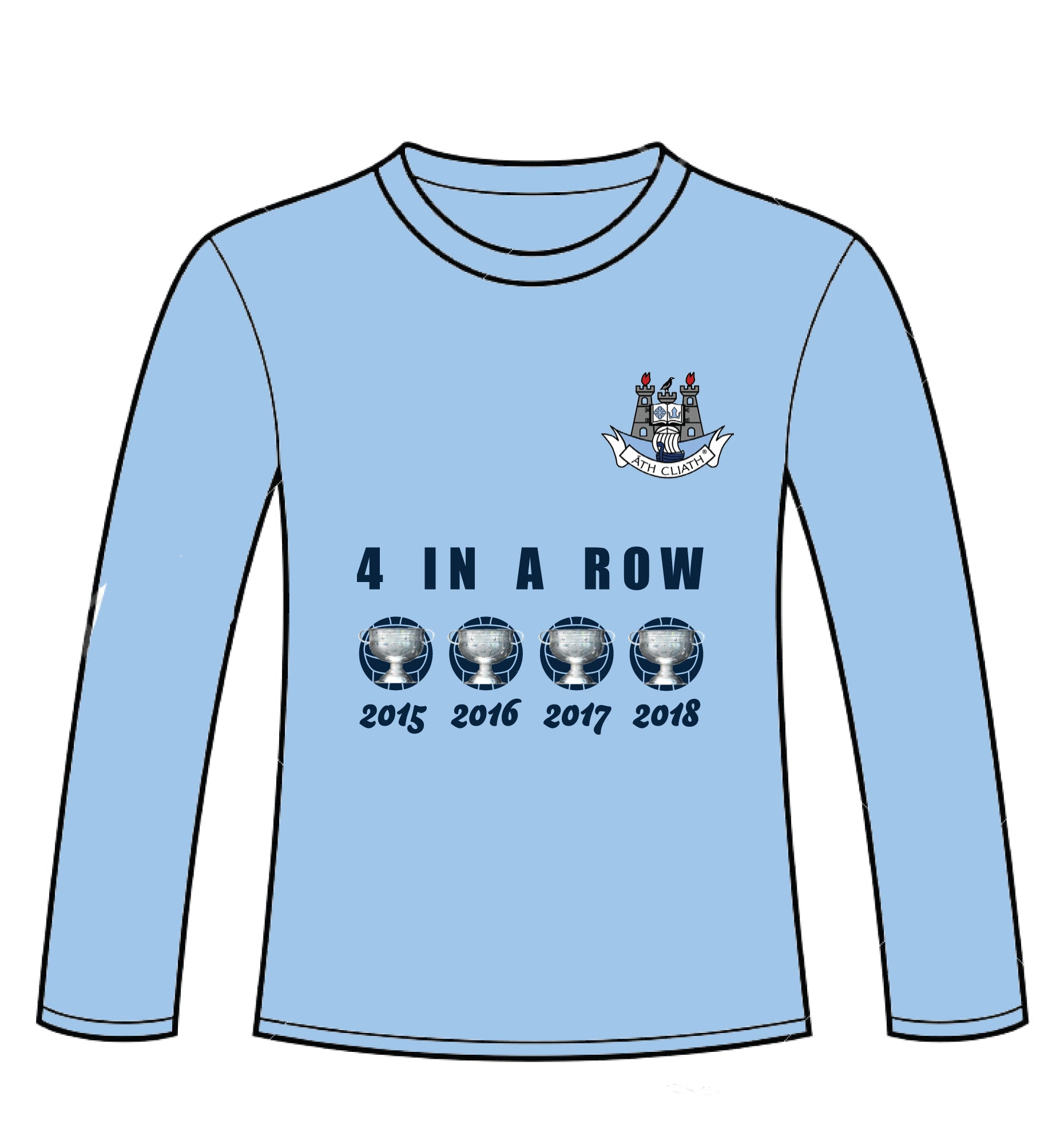 Dublin GAA "Four In a Row" Long Sleeve T-shirt