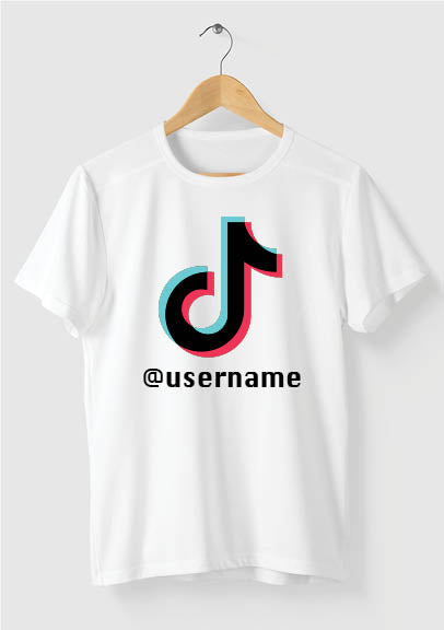 TikTok T-shirts with personalised name or username.  Available in a selection of colours