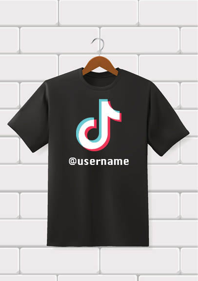 TikTok T-shirts with personalised name or username.  Available in a selection of colours