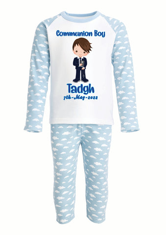 Personalised Communion Pyjamas - Blue Cloud