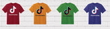 TikTok T-shirts with personalised name or username.  Available in a selection of colours
